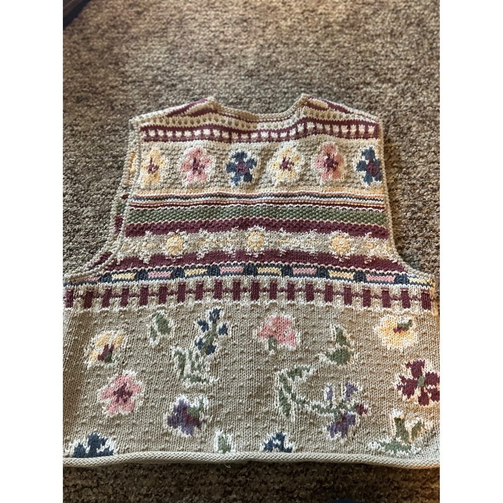 VTG Woolrich knit vest, floral- XL - Picture 6 of 6